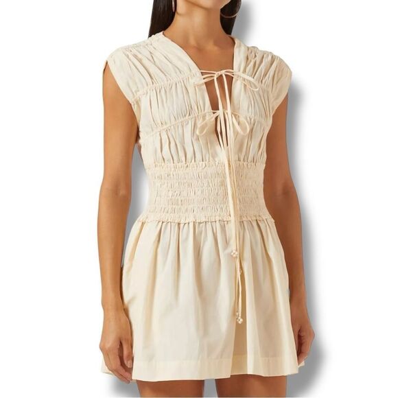 Pinkfilosofy Vidal Mini Dress in Ecru Cream, Size Large - Picture 5 of 10